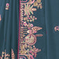 Rajwada Teal Blue Satin Embroidered Saree For Women