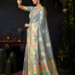 Rajwada Grey Organza Solid Saree For Women