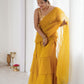 Rajwada Mustard Organza Designer Stitched Saree For Women