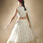 Rajwada White Georgette Embellished Semi-Stitched Lehenga For Women