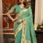 Rajwada Sea Green Silk Blend Solid Saree For Women
