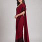 Maroon Velvet Embellished Saree