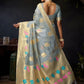 Rajwada Grey Organza Solid Saree For Women