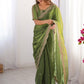 Rajwada Olive Silk Blend Embellished Solid Saree For Women