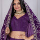 Rajwada Purple Georgette Embroidered Semi-Stitched lehenga For Women