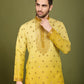 Rajwada Yellow Viscose Silk Sequins Stitched Kurta For Men