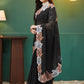 Rajwada Black Silk Blend Embroidered Solid Saree For Women