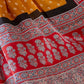 Rajwada Yellow And Red Silk Blend Printed Elegant Saree For Women