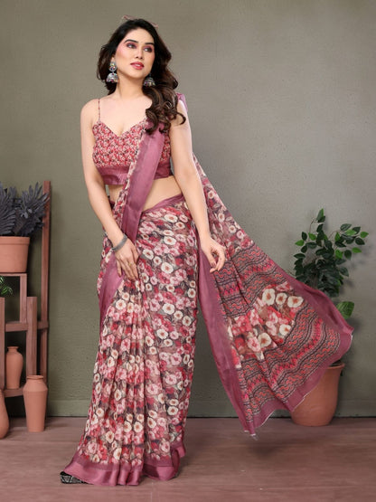 Rajwada Mauve  Georgette Plain Saree For Women