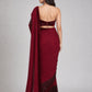 Maroon Velvet Embellished Saree