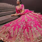 Rajwada Pink Silk Blend Embellished Semi Stitched Lehenga For Women