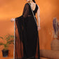 Rajwada Black Georgette Plain Saree With Unstitched Blouse For Women