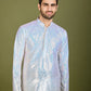 Rajwada White Georgette Embellished Stitched Kurta For Men