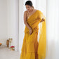 Rajwada Mustard Organza Designer Stitched Saree For Women