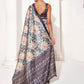 Rajwada Multicolour Cotton Linen Solid Printed Saree For Women
