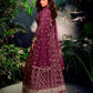 Rajwada Wine Jacquard Embroidered Semi Stitched Kurta With Dupatta For Women