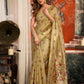 Rajwada Golden Silk Blend Solid Saree For Women