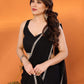 Rajwada Black Georgette Plain Saree With Unstitched Blouse For Women