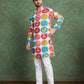 Rajwada Multicolor Rayon Printed and Embroidered Stitched Kurta For Men