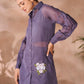 Rajwada Purple Organza Embroidered Stitched Co-Ord Set For Women