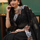 Rajwada Black Silk Blend Embroidered Solid Saree For Women