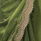 Rajwada Olive Silk Blend Embellished Solid Saree For Women