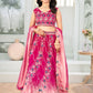 Rajwada Pink Chinon Embroidered Semi-Stitched lehenga For Women
