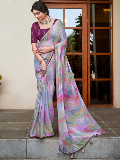 Rajwada Mutlicolor Georgette Printed Saree For Women
