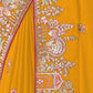 Rajwada Yellow Satin Embroidered Saree For Women