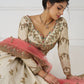 Rajwada Off White Silk Blend Embroidered Semi-Stitched Lehenga For Women
