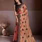 Rajwada Black And Magenta Chiffon Embroidered Saree For Women