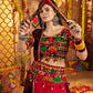 Rajwada Multicolor Viscose Cotton Embroidered Semi-Stitched lehenga With Stunning Tassels And Embroidered Waist Belt For Women