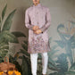 Rajwada Dusty Pink Viscose Silk Embroidered Stitched Kurta For Men