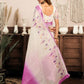 Rajwada White And Pink Cotton Linen Zari Work Saree For Women