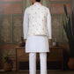 Rajwada White Silk Blend Plain Stitched Kurta Set For Men