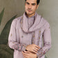 Rajwada Dusty Pink Viscose Silk Embroidered Stitched Kurta For Men