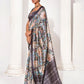 Rajwada Multicolour Cotton Linen Solid Printed Saree For Women