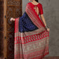 Rajwada Navy Blue And Red Silk Blend Printed Elegant Saree For Women