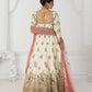 Rajwada Off White Silk Blend Embroidered Semi-Stitched Lehenga For Women