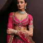 Rajwada Pink Silk Blend Embellished Semi Stitched Lehenga For Women