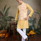 Rajwada Yellow Viscose Silk Woven Stitched Kurta For Men