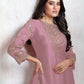 Rajwada Light Pink Georgette Embroidered & Cutwork Semi-Sitched Kurta Set For Women