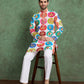 Rajwada Multicolor Rayon Printed and Embroidered Stitched Kurta For Men