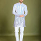 Rajwada Purple Georgette Embellished Stitched Kurta For Men