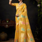 Rajwada Yellow Organza Solid Saree For Women