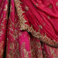 Rajwada Pink Silk Blend Embellished Semi Stitched Lehenga For Women