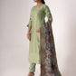 Rajwada Green Tusser Silk Designer Embroidered Semi-Stitched Kurta Set For Women
