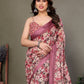 Rajwada Mauve  Georgette Plain Saree For Women