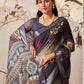 Rajwada Grey Linen Cotton Printed Saree For Women