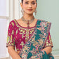 Rajwada Teal Green Satin Embroidered Saree For Women